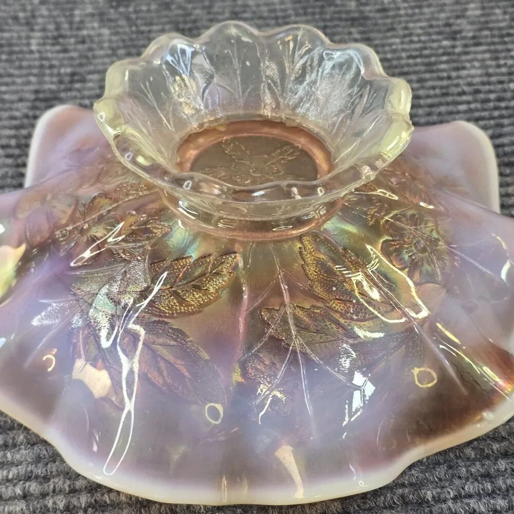 Marigold Carnival Glass Candy Bowl Grapevine Pattern Vintage Home Decoration